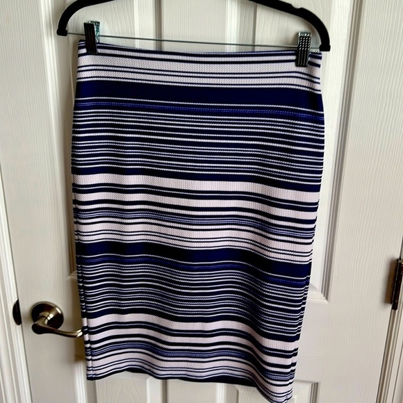 NYCC Striped Pencil Skirt Stretch Career Casual Blue White Small - Picture 1 of 5